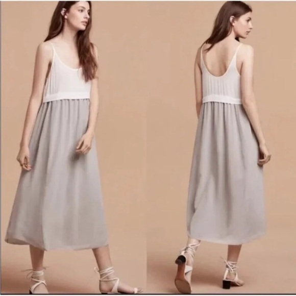 Aritzia Wilfred Silk Maxi Dress in White and Taupe Gray - Picture 2 of 4